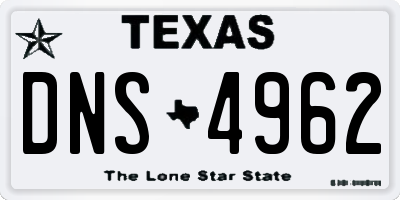 TX license plate DNS4962