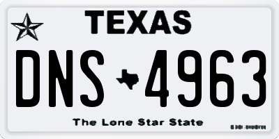 TX license plate DNS4963