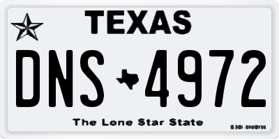TX license plate DNS4972