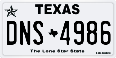 TX license plate DNS4986