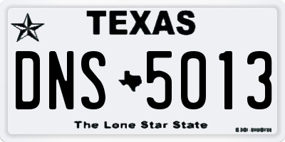 TX license plate DNS5013