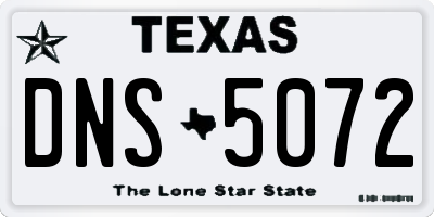 TX license plate DNS5072