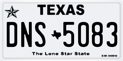 TX license plate DNS5083