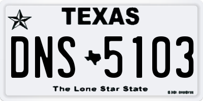 TX license plate DNS5103