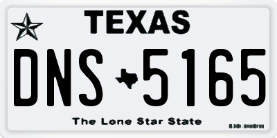 TX license plate DNS5165
