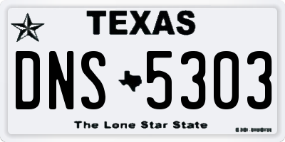 TX license plate DNS5303
