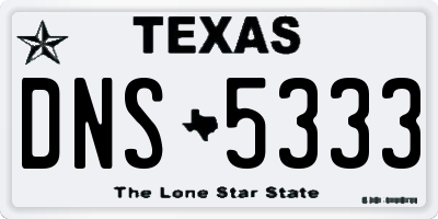 TX license plate DNS5333