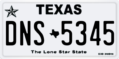 TX license plate DNS5345