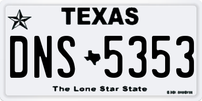 TX license plate DNS5353