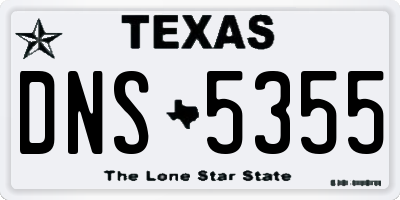 TX license plate DNS5355