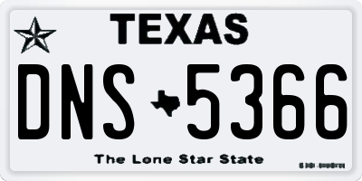 TX license plate DNS5366