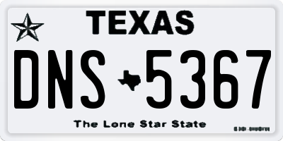 TX license plate DNS5367