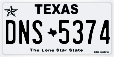 TX license plate DNS5374