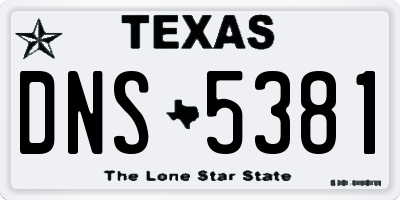 TX license plate DNS5381