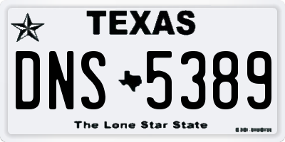 TX license plate DNS5389