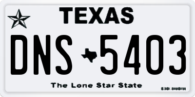 TX license plate DNS5403