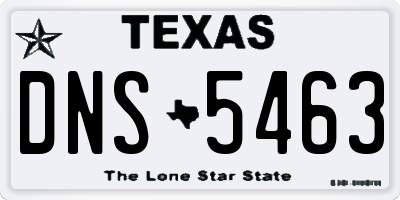 TX license plate DNS5463