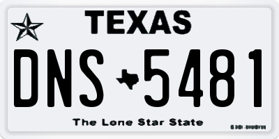 TX license plate DNS5481