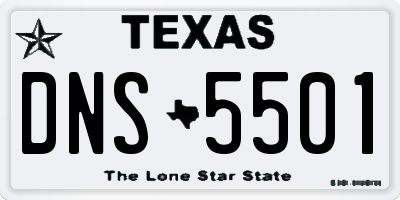 TX license plate DNS5501