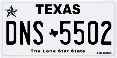 TX license plate DNS5502