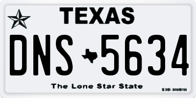 TX license plate DNS5634