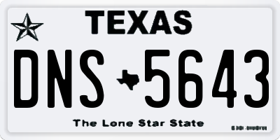 TX license plate DNS5643