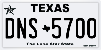 TX license plate DNS5700