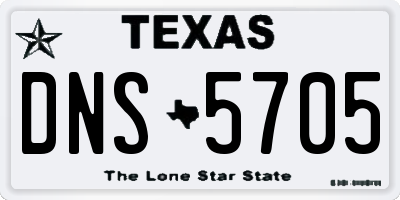 TX license plate DNS5705