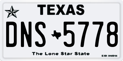 TX license plate DNS5778