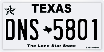 TX license plate DNS5801
