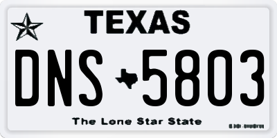 TX license plate DNS5803