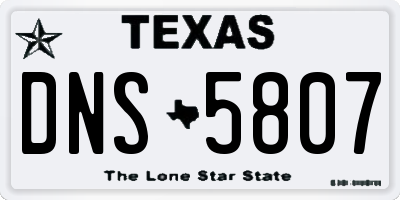 TX license plate DNS5807