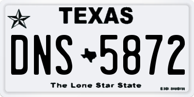 TX license plate DNS5872
