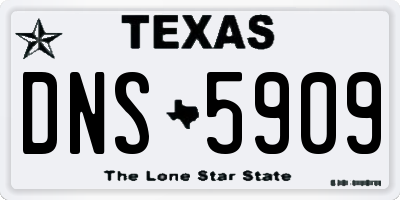 TX license plate DNS5909