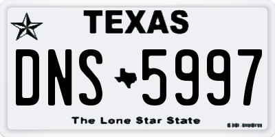 TX license plate DNS5997