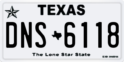 TX license plate DNS6118