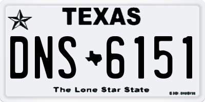TX license plate DNS6151