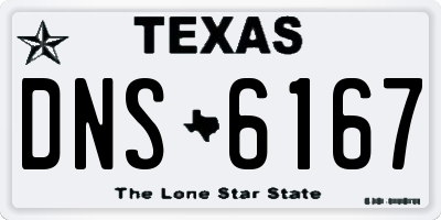 TX license plate DNS6167