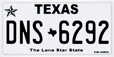 TX license plate DNS6292