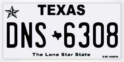 TX license plate DNS6308