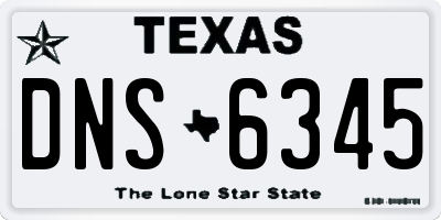 TX license plate DNS6345