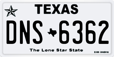 TX license plate DNS6362