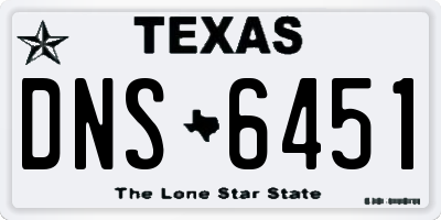 TX license plate DNS6451