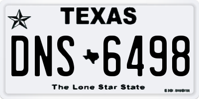 TX license plate DNS6498