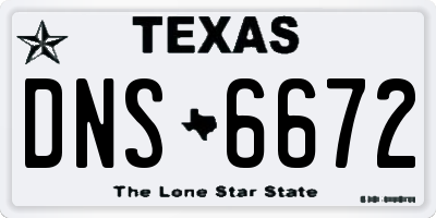 TX license plate DNS6672