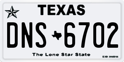 TX license plate DNS6702