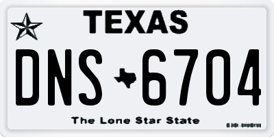 TX license plate DNS6704