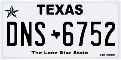 TX license plate DNS6752