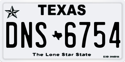 TX license plate DNS6754