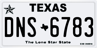 TX license plate DNS6783